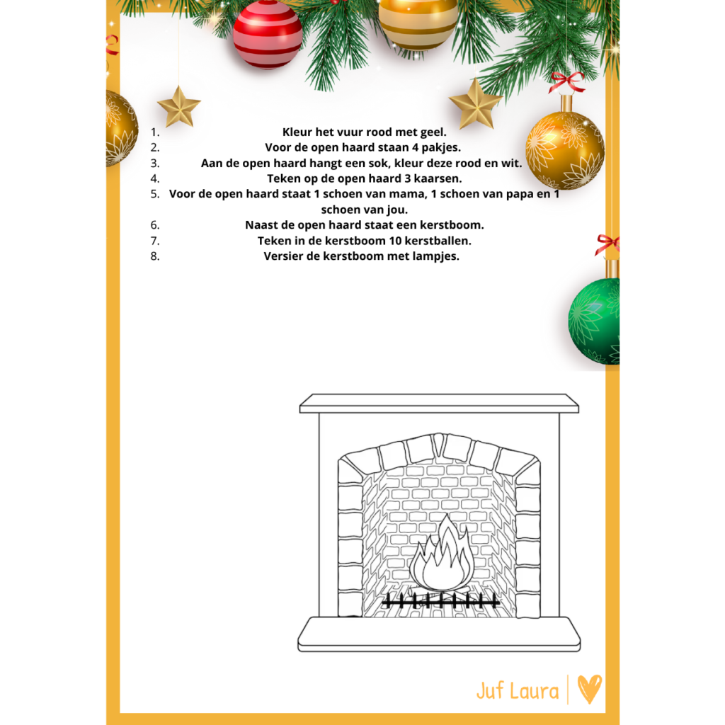 Keerst Kerst tekendictee - gemiddeld niveau - Juf Laura
