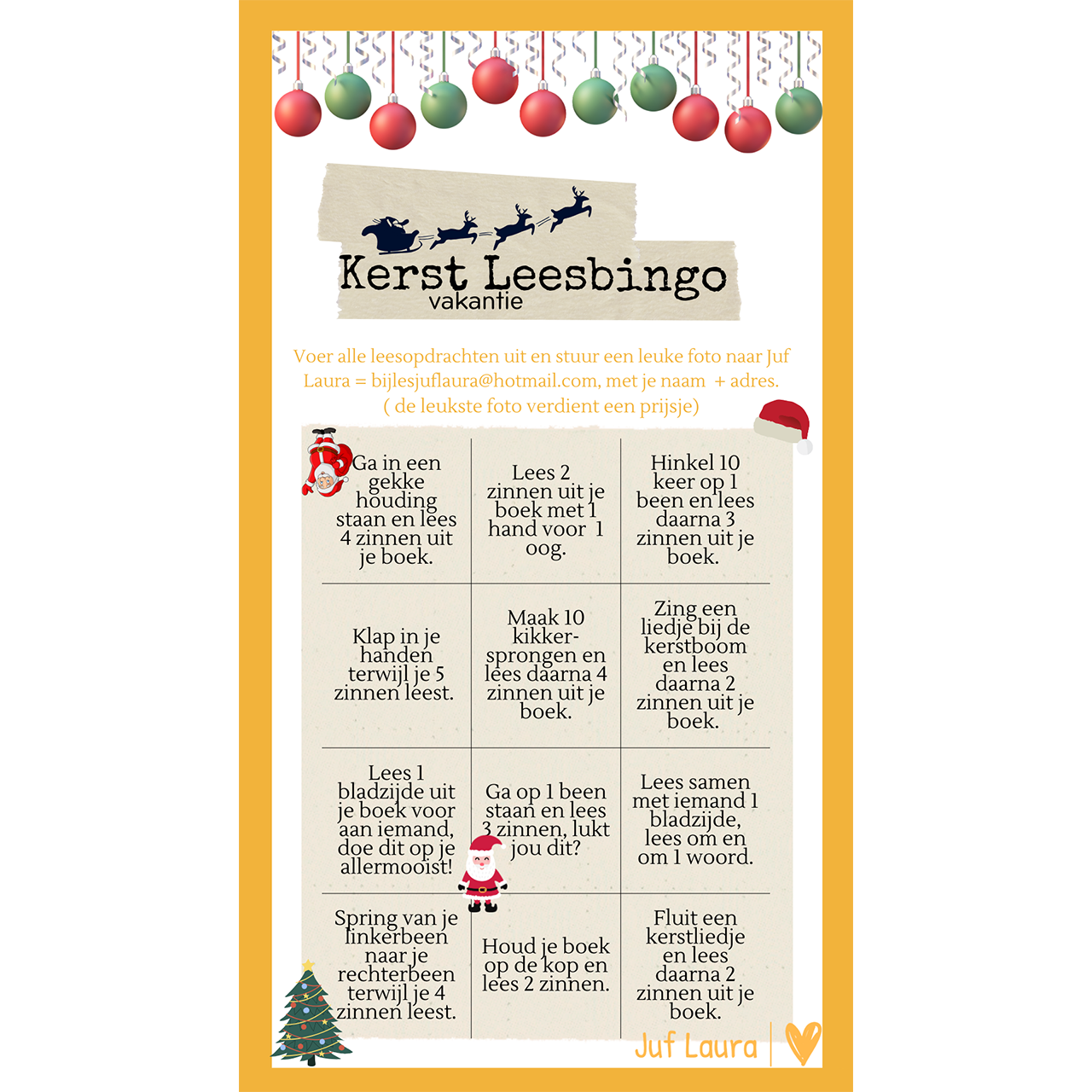 Leesbingo - om mee te geven in de kerstvakantie! 