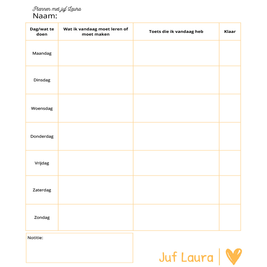 Download plannen met Juf Laura - Gratis download