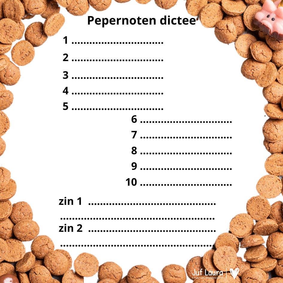 Pepernoten dictee - papier